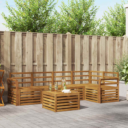 Sectional Sofa Set 6 pcs Natural Solid Acacia Wood