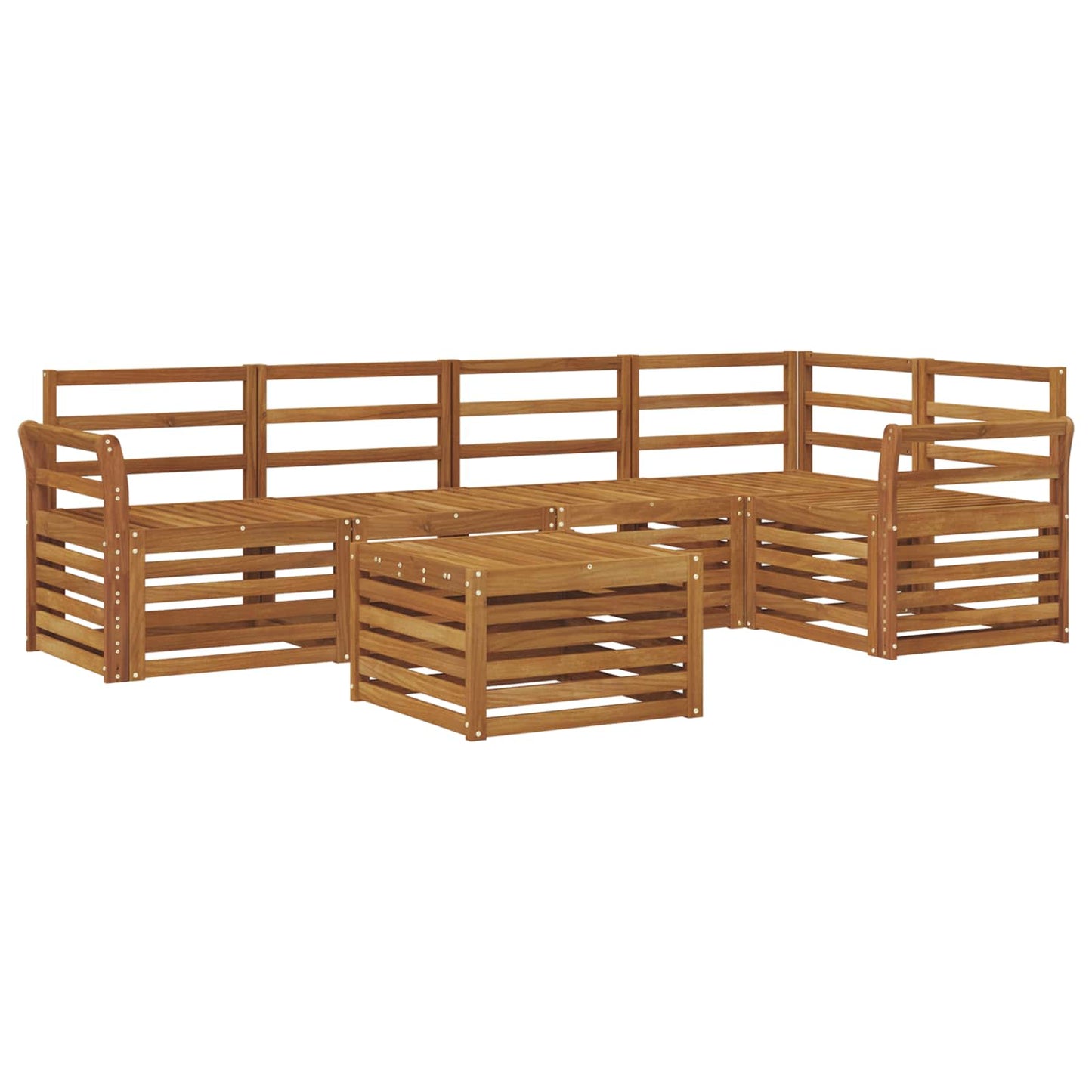 Sectional Sofa Set 6 pcs Natural Solid Acacia Wood