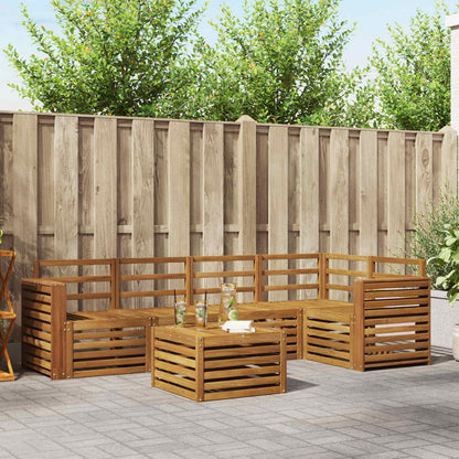 Sectional Sofa Set 6 pcs Natural Solid Acacia Wood
