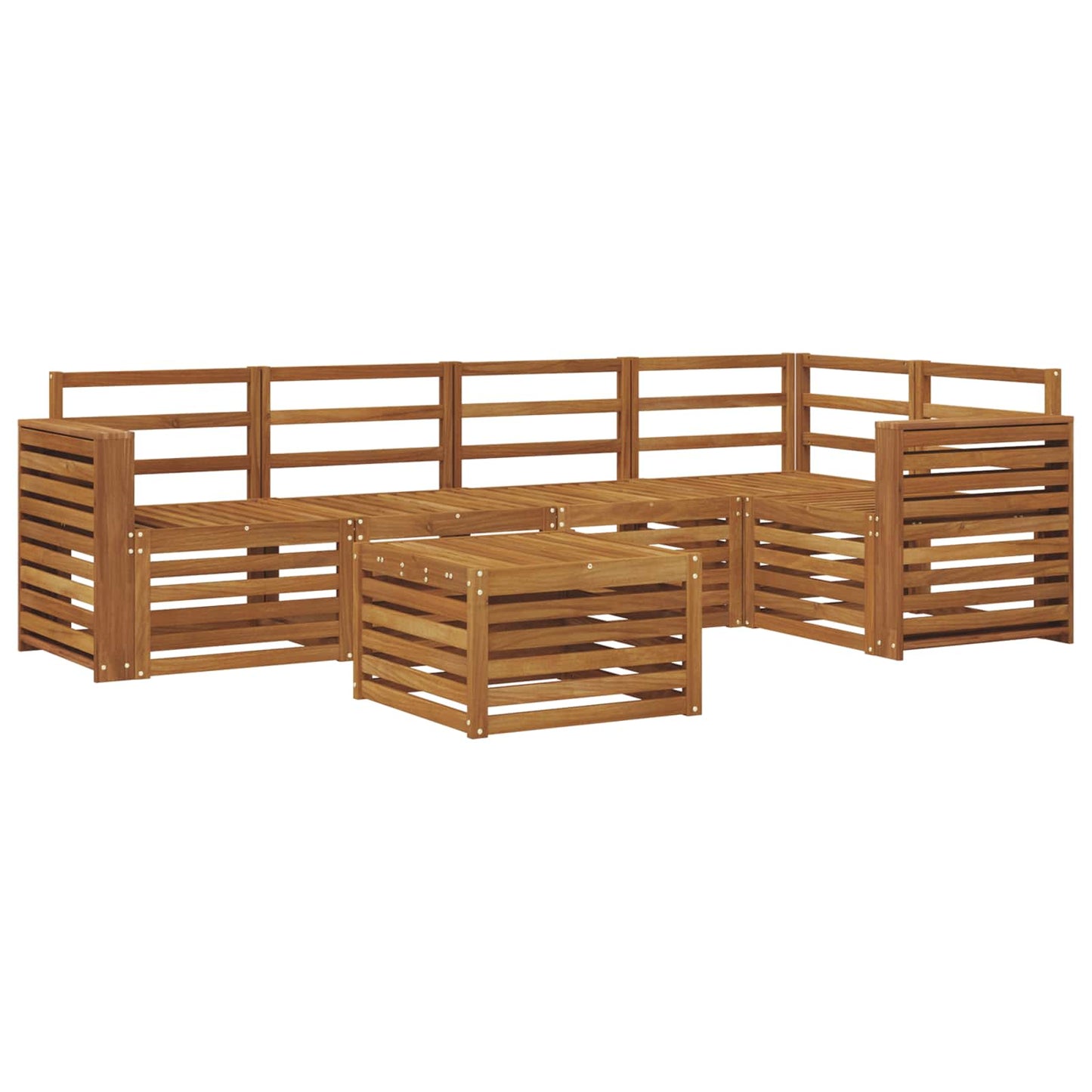 Sectional Sofa Set 6 pcs Natural Solid Acacia Wood