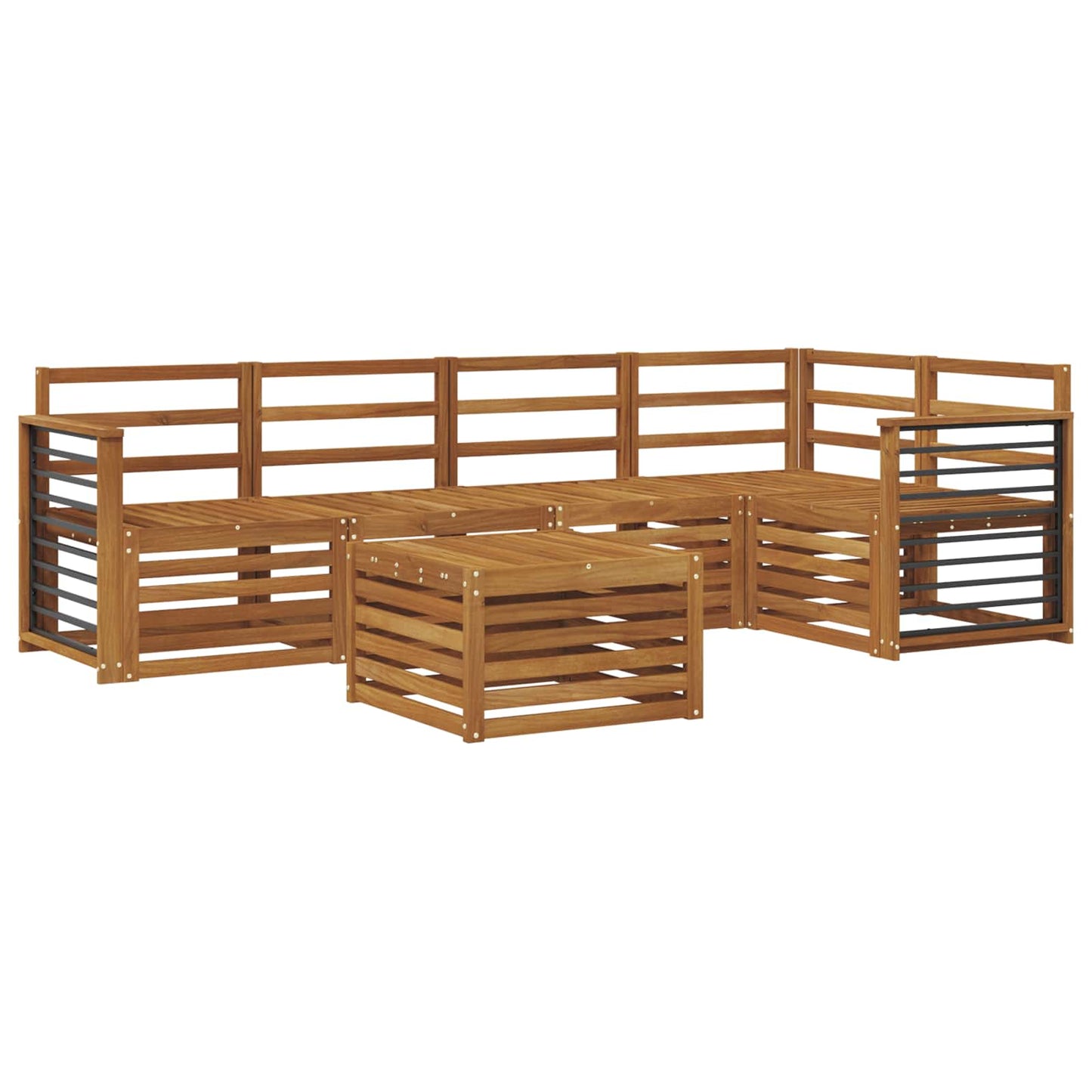 Sectional Sofa Set 6 pcs Natural Solid Acacia Wood