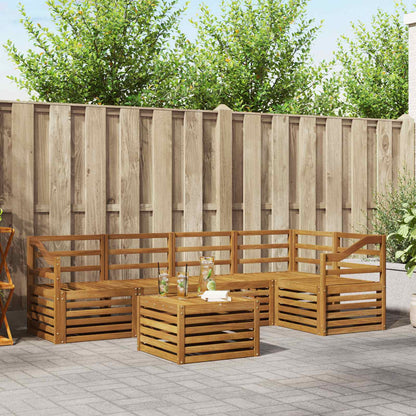 Sectional Sofa Set 6 pcs Natural Solid Acacia Wood