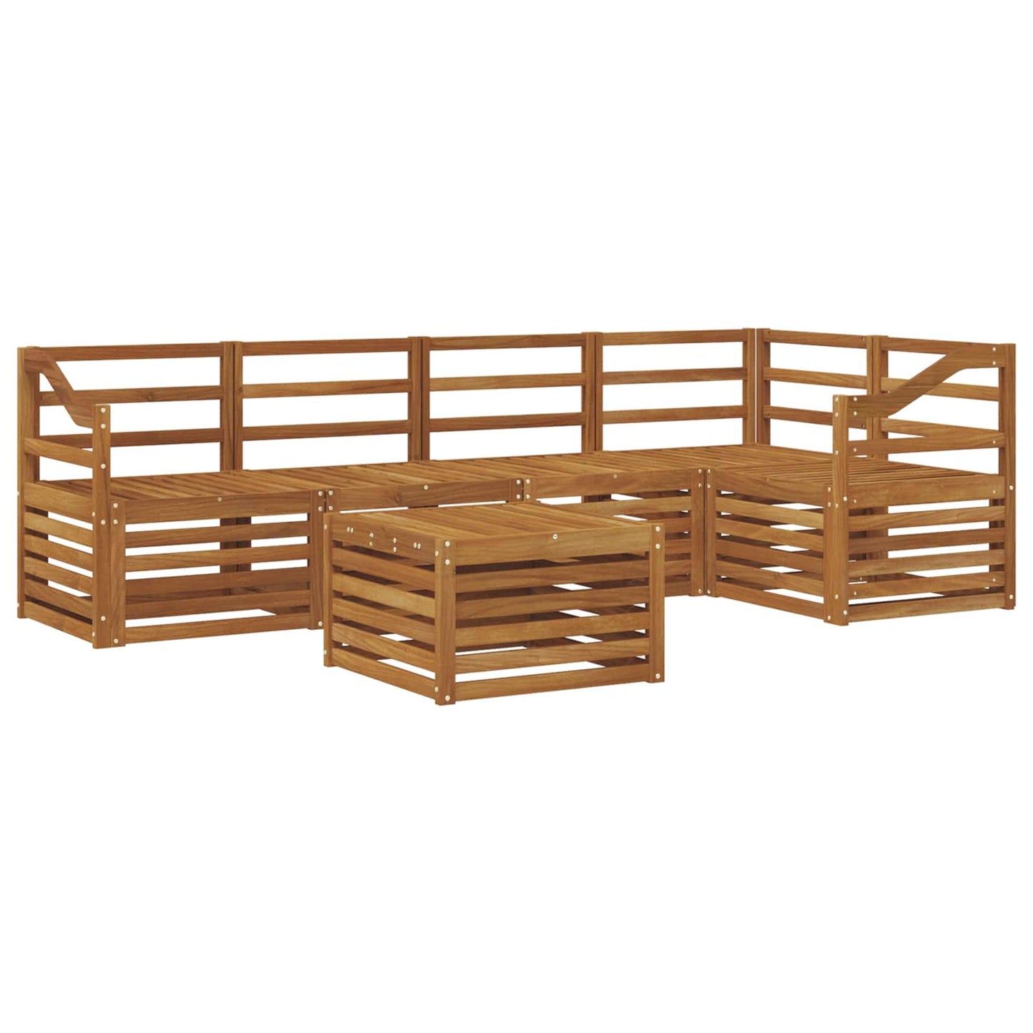 Sectional Sofa Set 6 pcs Natural Solid Acacia Wood