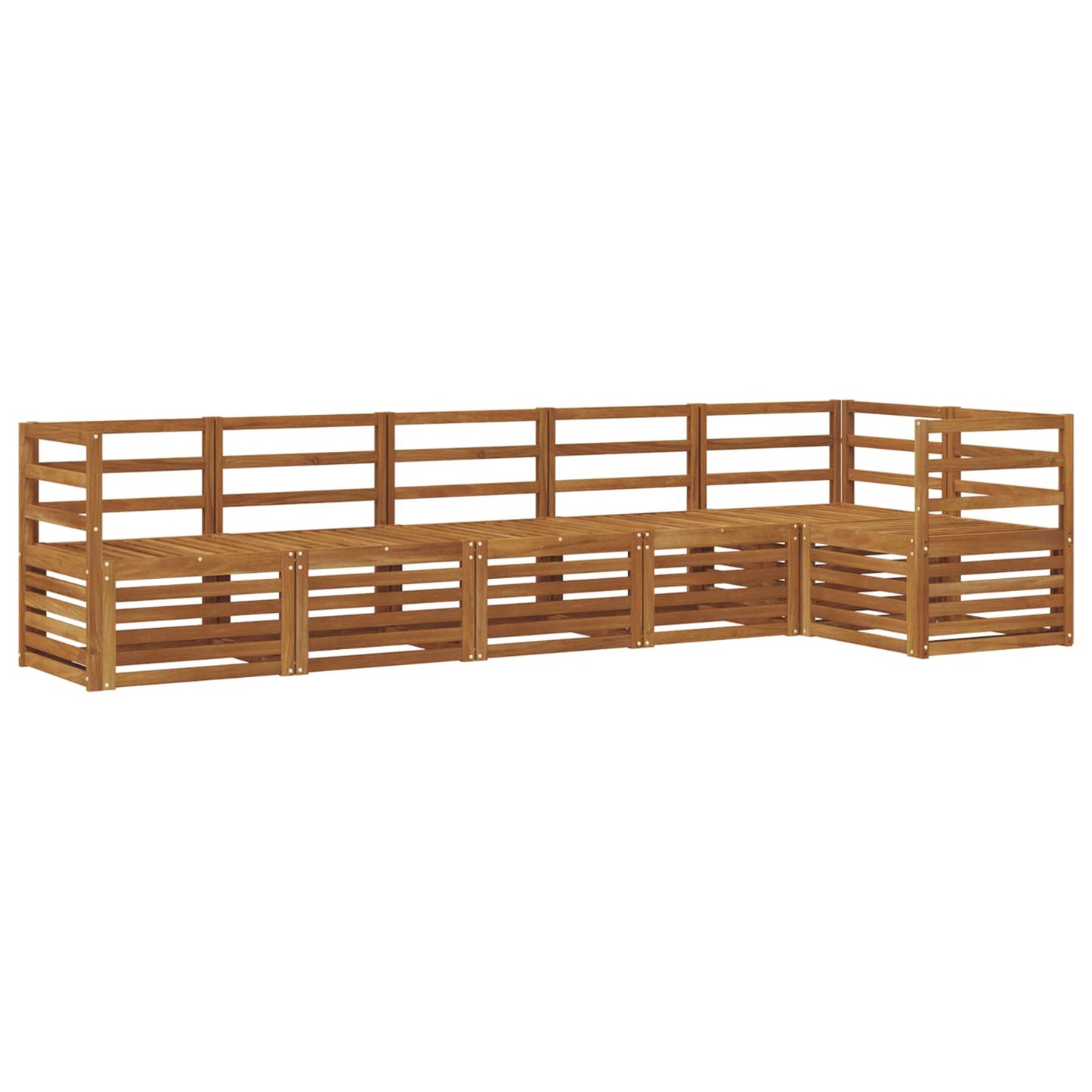 Sectional Sofa Set 6 pcs Natural Solid Acacia Wood
