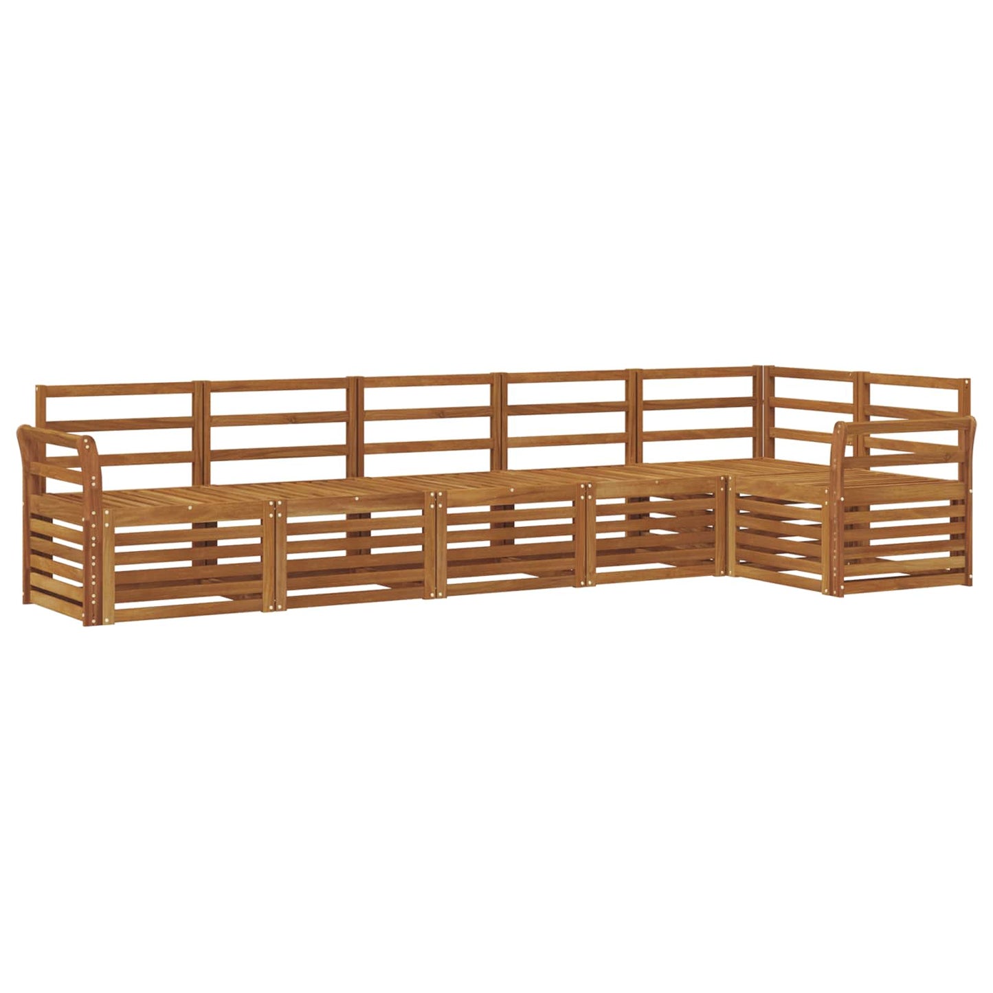 Sectional Sofa Set 6 pcs Natural Solid Acacia Wood