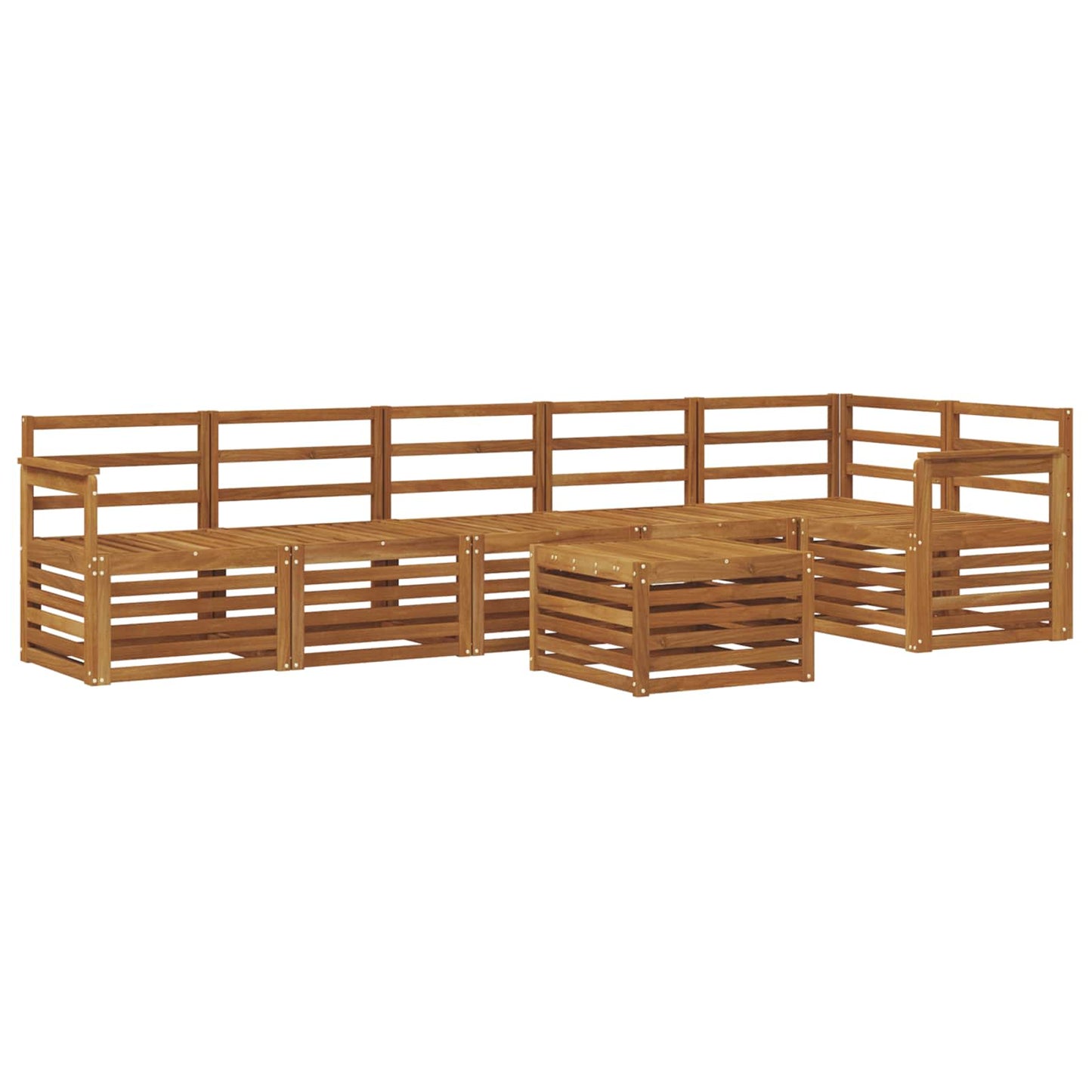 Sectional Sofa Set 7 pcs Natural Solid Acacia Wood