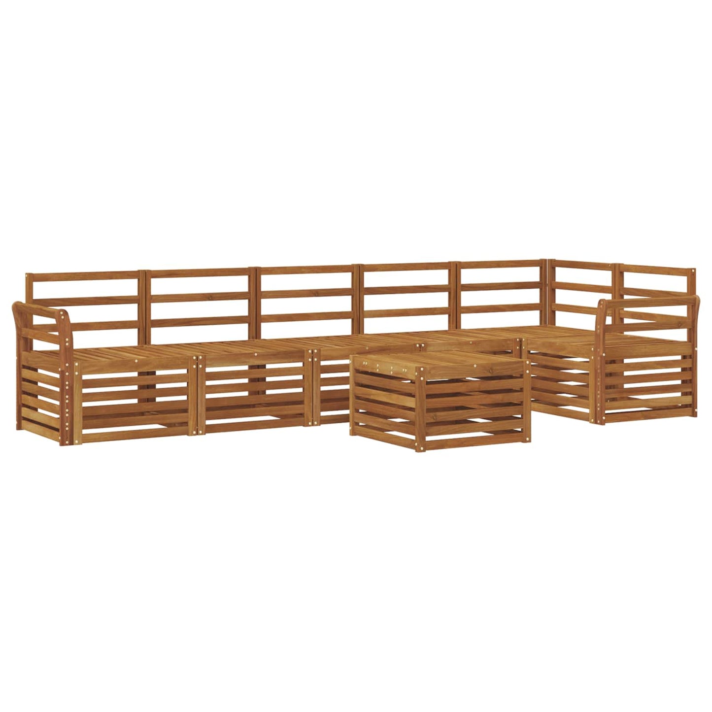 Sectional Sofa Set 7 pcs Natural Solid Acacia Wood