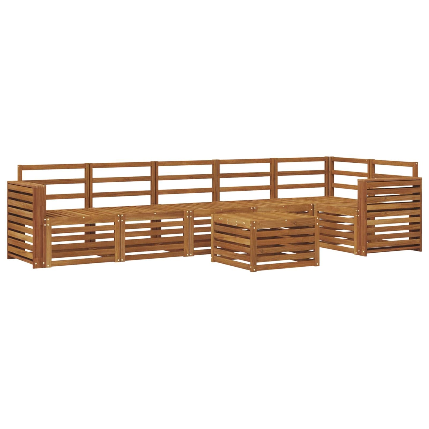 Sectional Sofa Set 7 pcs Natural Solid Acacia Wood