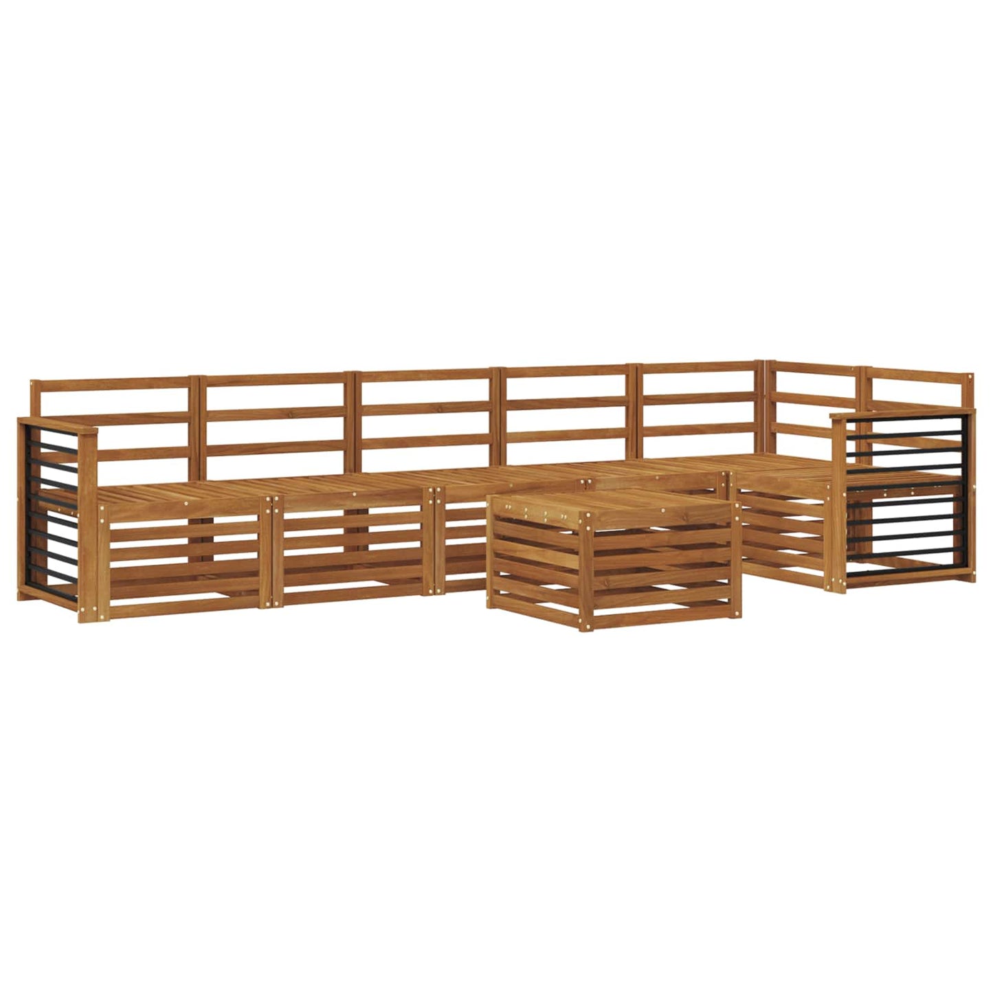 Sectional Sofa Set 7 pcs Natural Solid Acacia Wood