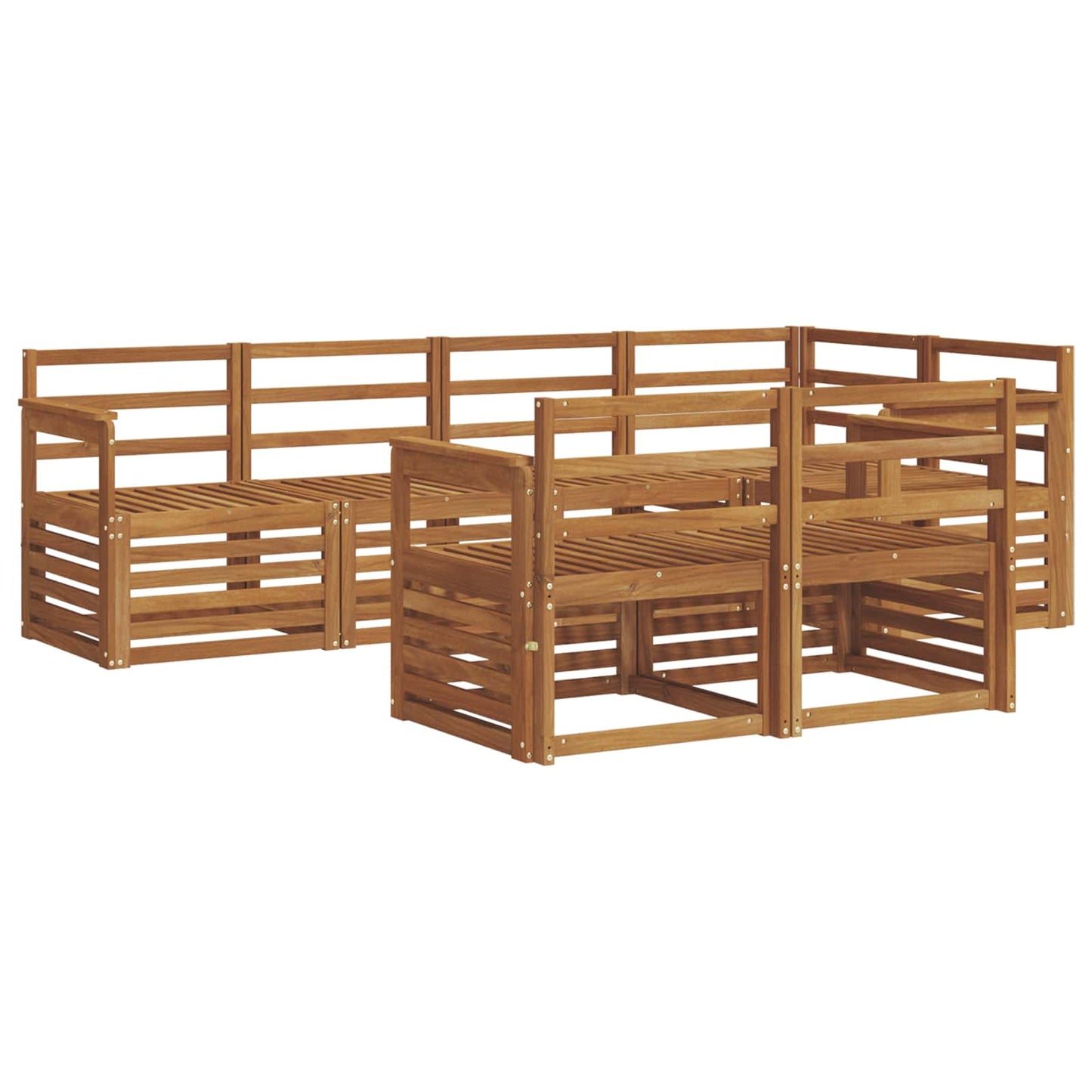 Sectional Sofa Set 7 pcs Natural Solid Acacia Wood