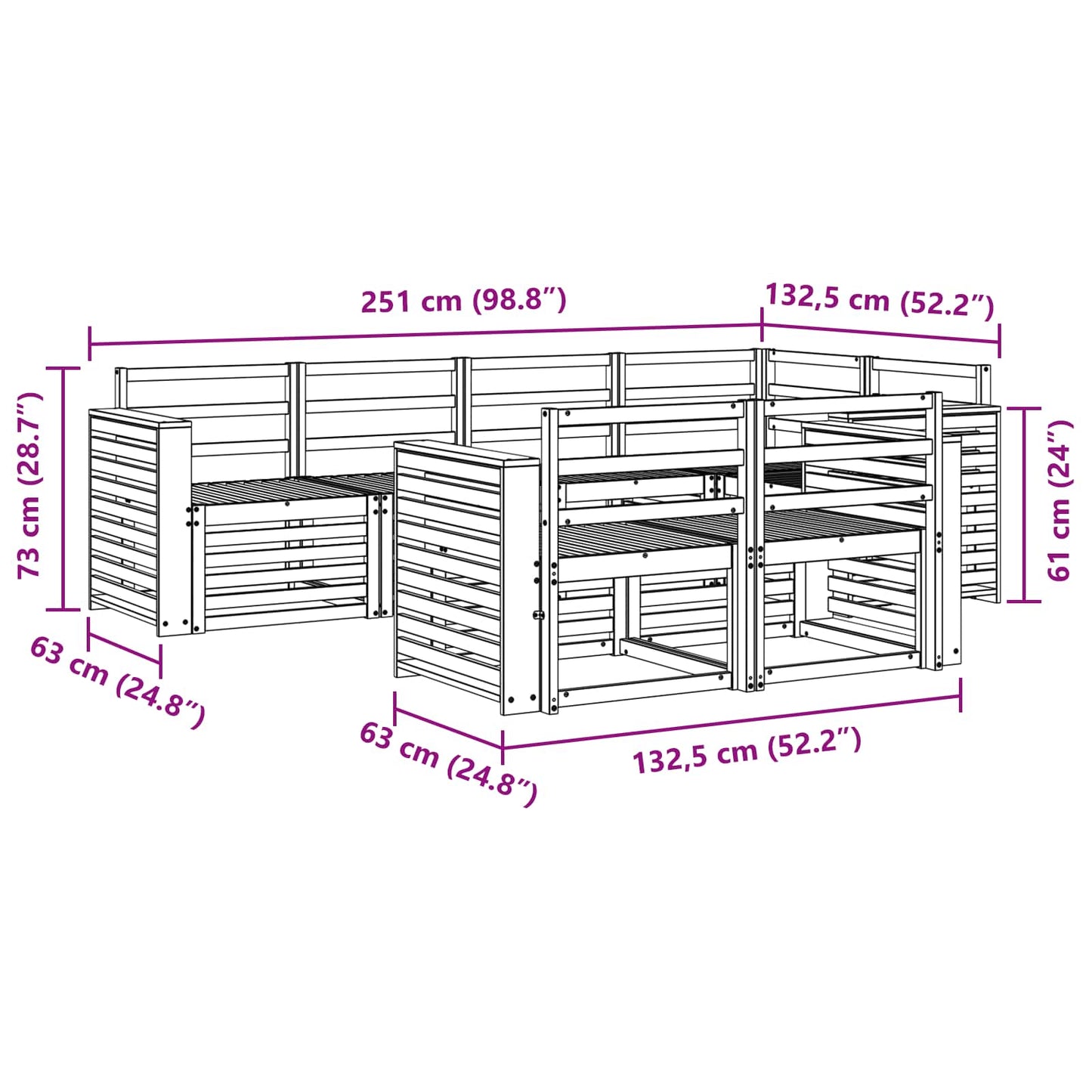 Sectional Sofa Set 7 pcs Natural
