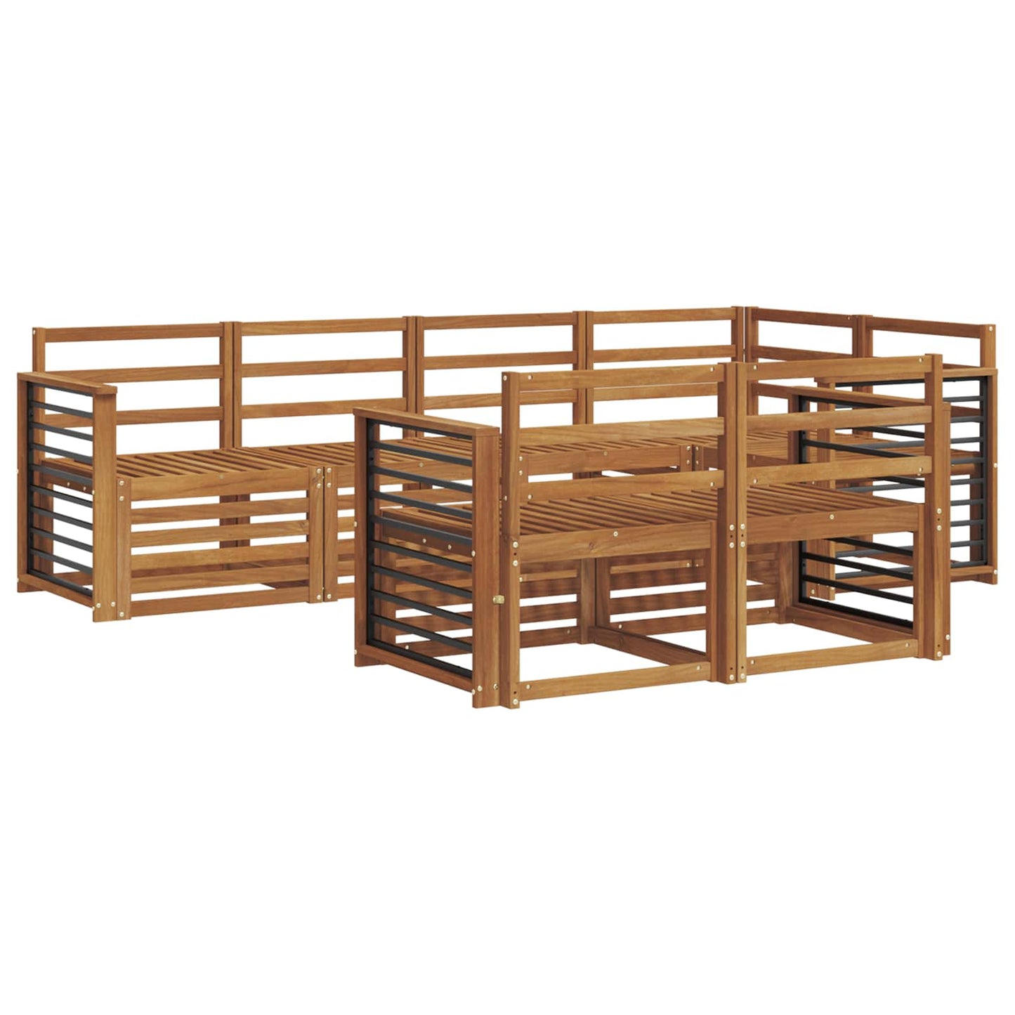 Sofa Sets 7 pcs Natural Solid Acacia Wood