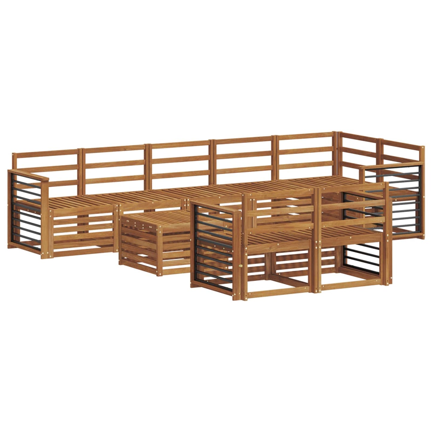 Sofa Sets 9 pcs Natural Solid Acacia Wood
