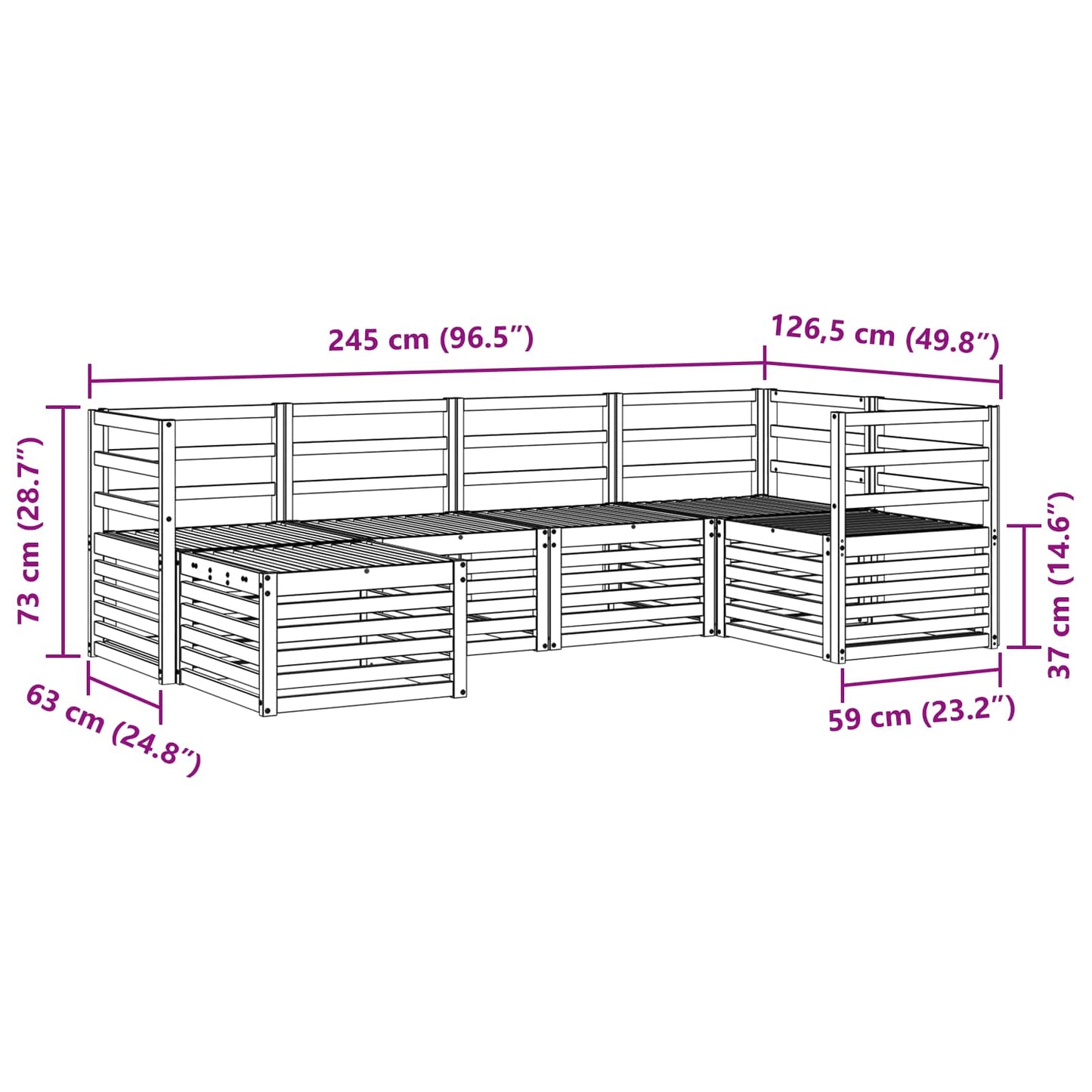 Sectional Sofa Set 6 pcs Natural