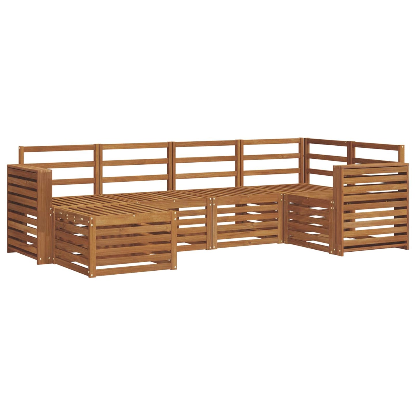 Sectional Sofa Set 6 pcs Natural Solid Acacia Wood