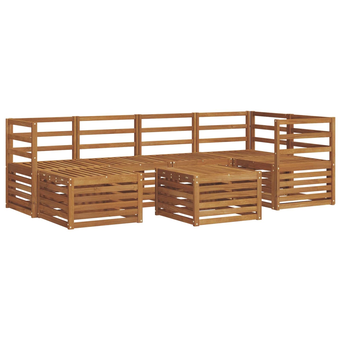 Sectional Sofa Set 7 pcs Natural Solid Acacia Wood