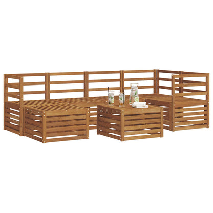 Sectional Sofa Set 7 pcs Natural Solid Acacia Wood