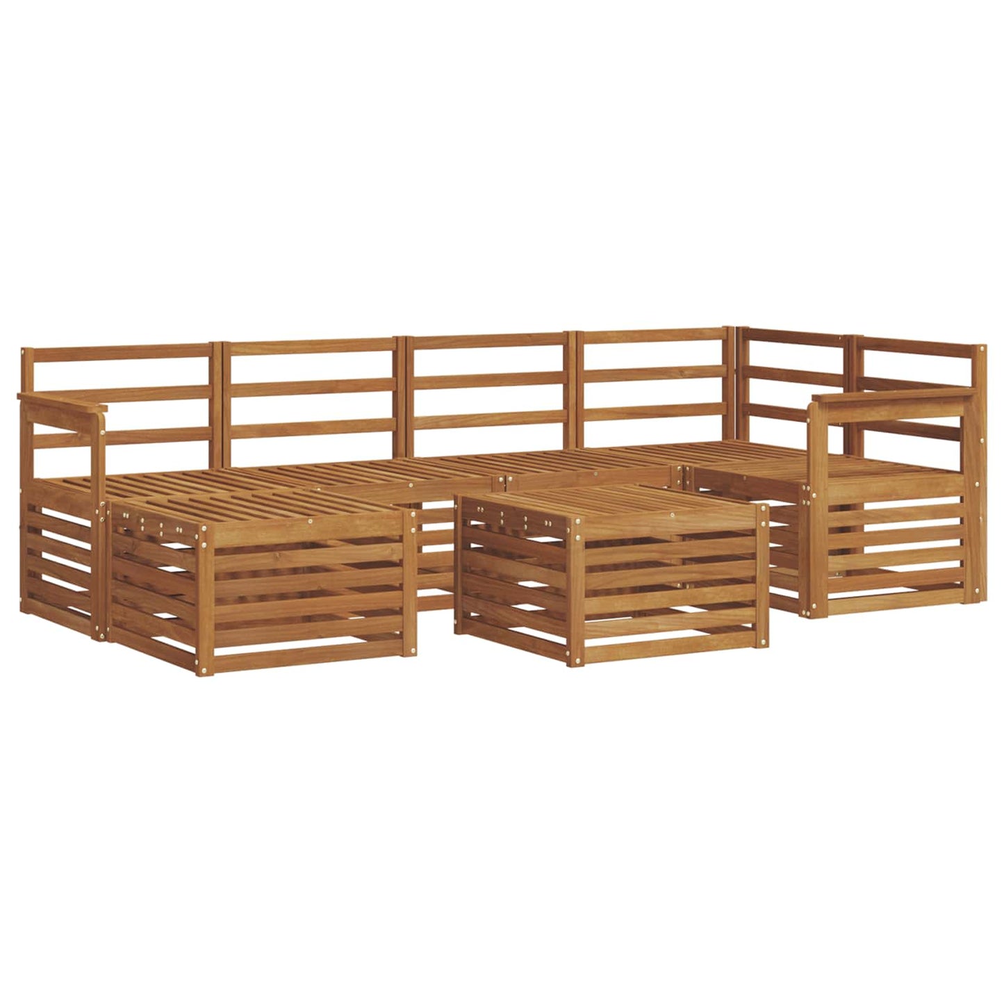 Sectional Sofa Set 7 pcs Natural Solid Acacia Wood
