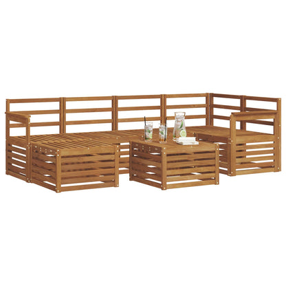 Sectional Sofa Set 7 pcs Natural Solid Acacia Wood