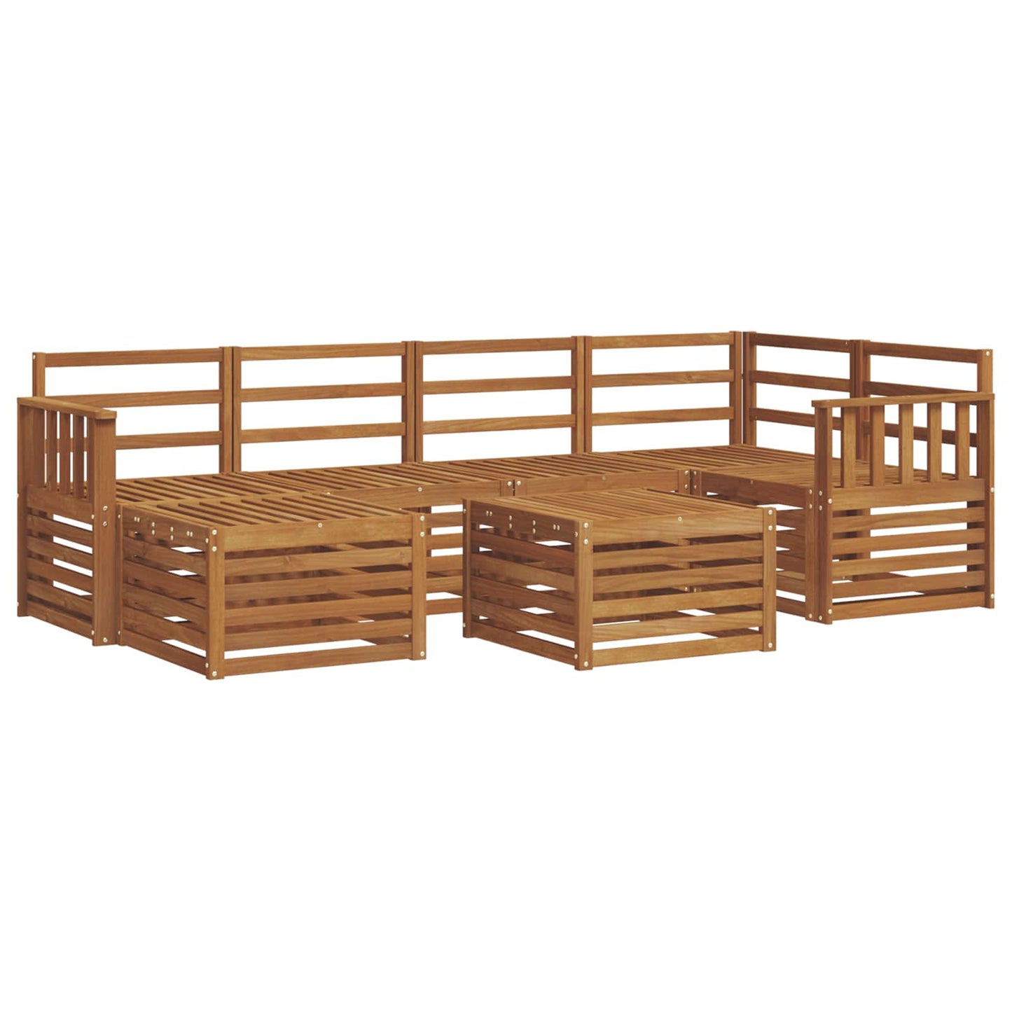 Sectional Sofa Set 7 pcs Natural Solid Acacia Wood