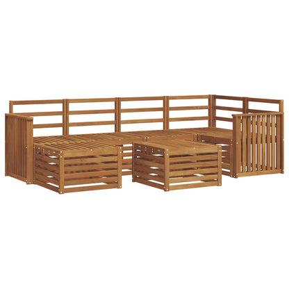 Sectional Sofa Set 7 pcs Natural Solid Acacia Wood