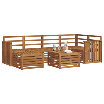 Sectional Sofa Set 7 pcs Natural Solid Acacia Wood