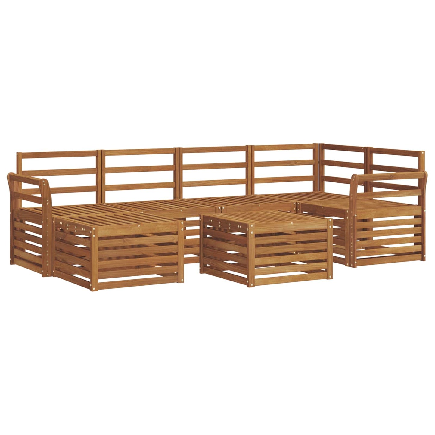 Sectional Sofa Set 7 pcs Natural Solid Acacia Wood