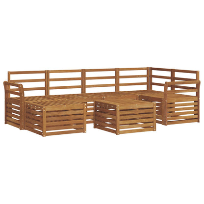 Sectional Sofa Set 7 pcs Natural Solid Acacia Wood
