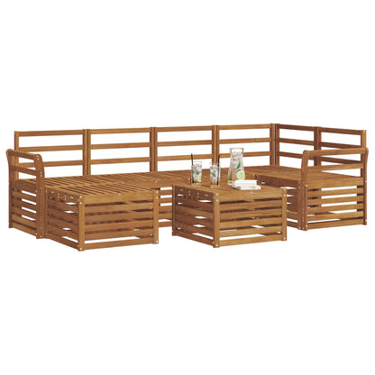 Sectional Sofa Set 7 pcs Natural Solid Acacia Wood