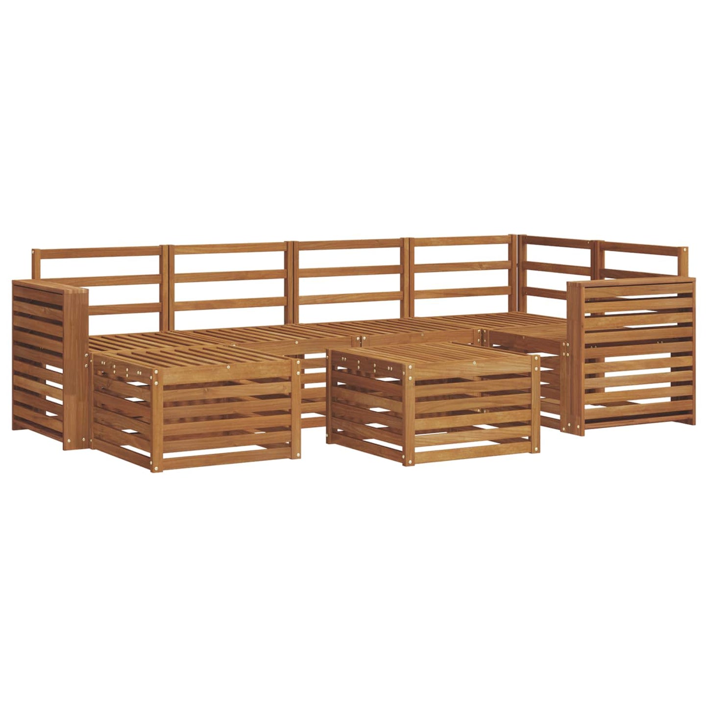 Sectional Sofa Set 7 pcs Natural Solid Acacia Wood
