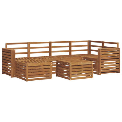Sectional Sofa Set 7 pcs Natural Solid Acacia Wood