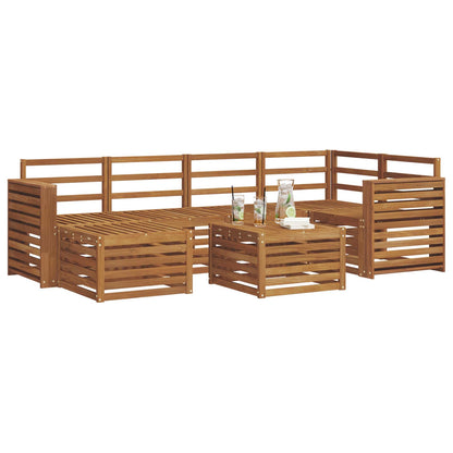 Sectional Sofa Set 7 pcs Natural Solid Acacia Wood