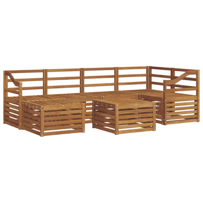 Sectional Sofa Set 7 pcs Natural Solid Acacia Wood