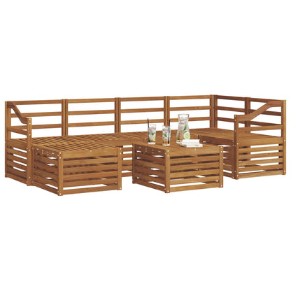 Sectional Sofa Set 7 pcs Natural Solid Acacia Wood