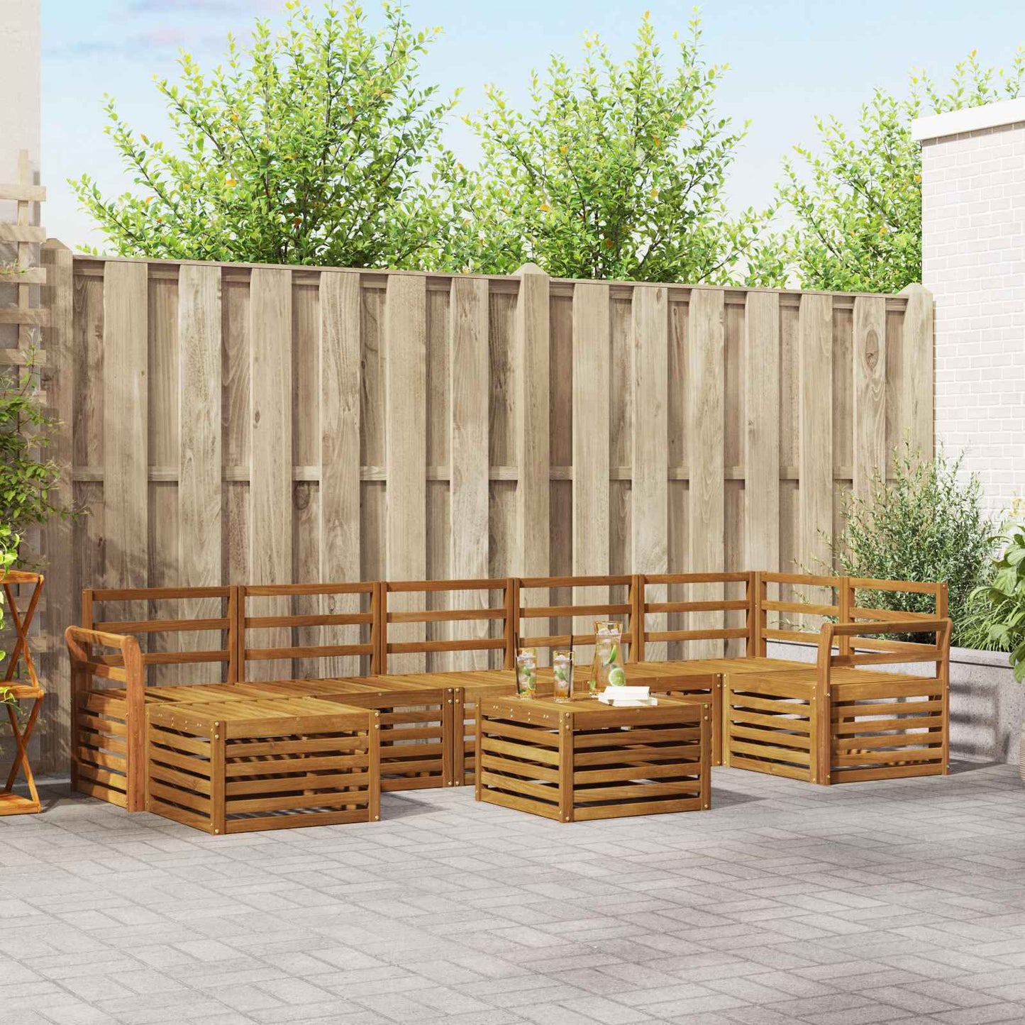 Outdoor Sofa Set 8 pcs Natural Solid Acacia Wood