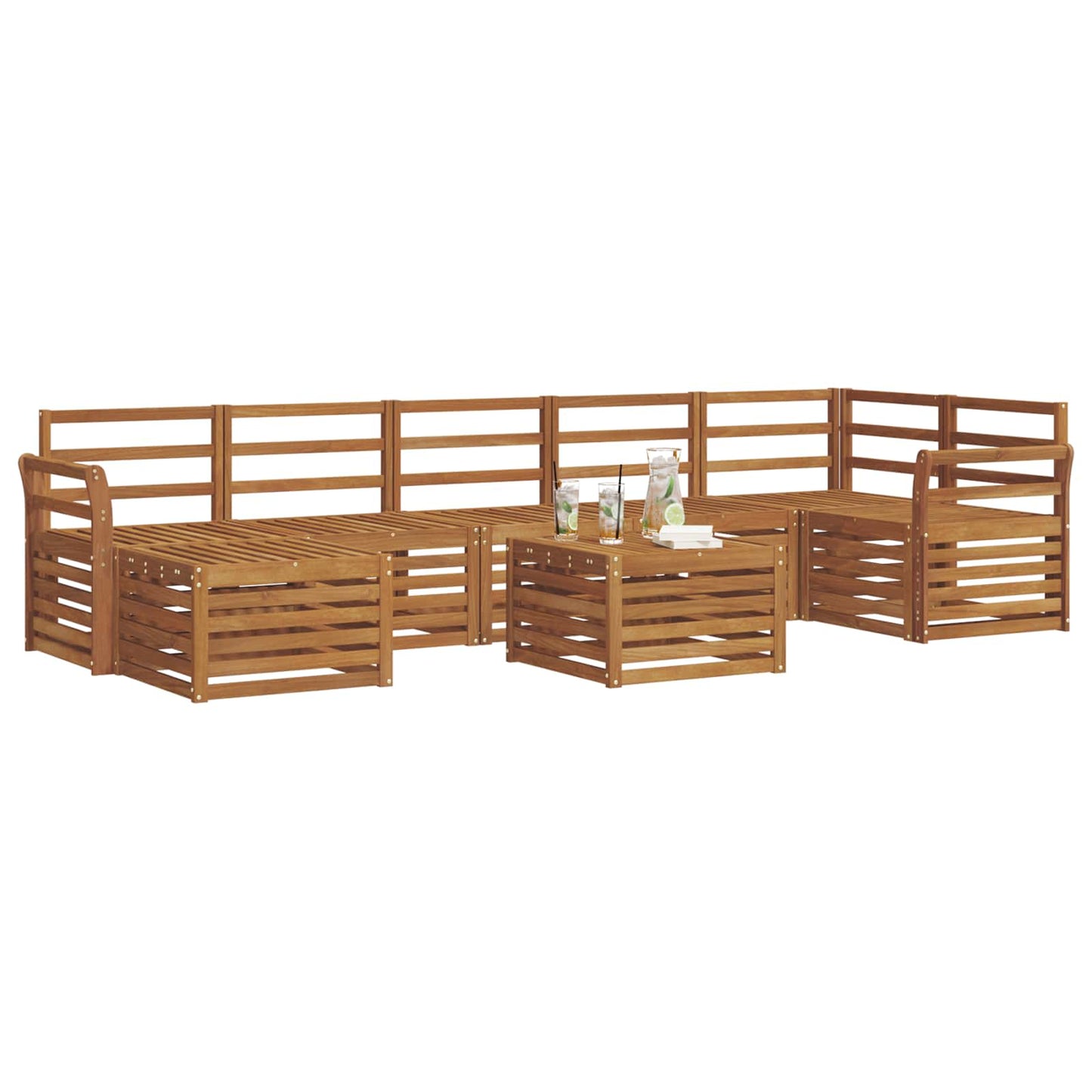 Outdoor Sofa Set 8 pcs Natural Solid Acacia Wood
