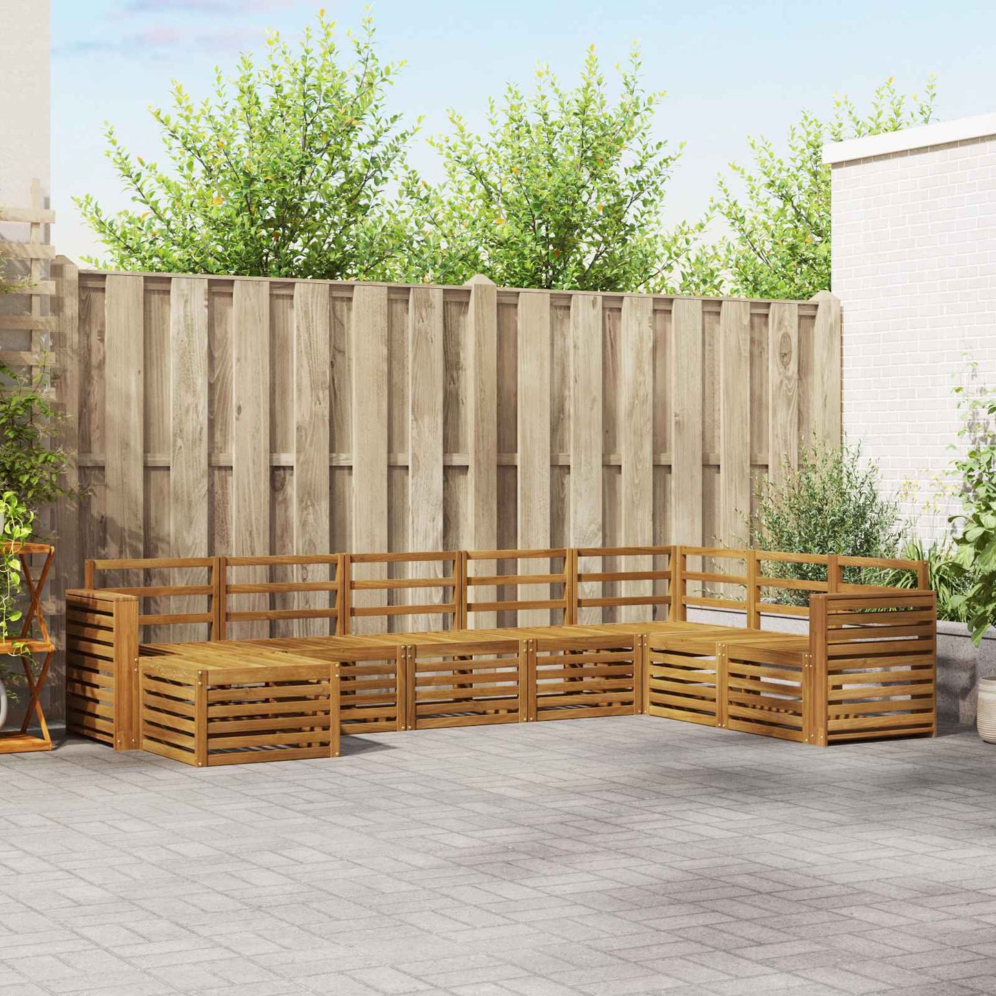 Outdoor Sofa Set 8 pcs Natural Solid Acacia Wood