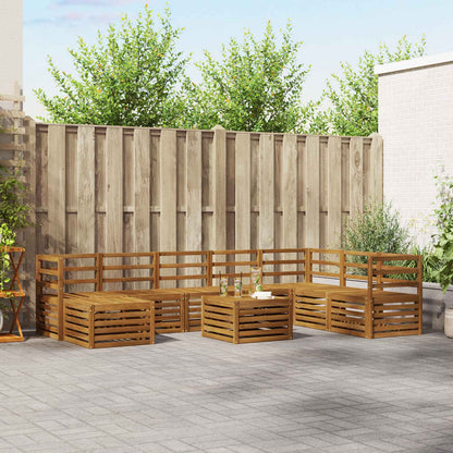 Outdoor Sofa Set 9 pcs Natural Solid Acacia Wood