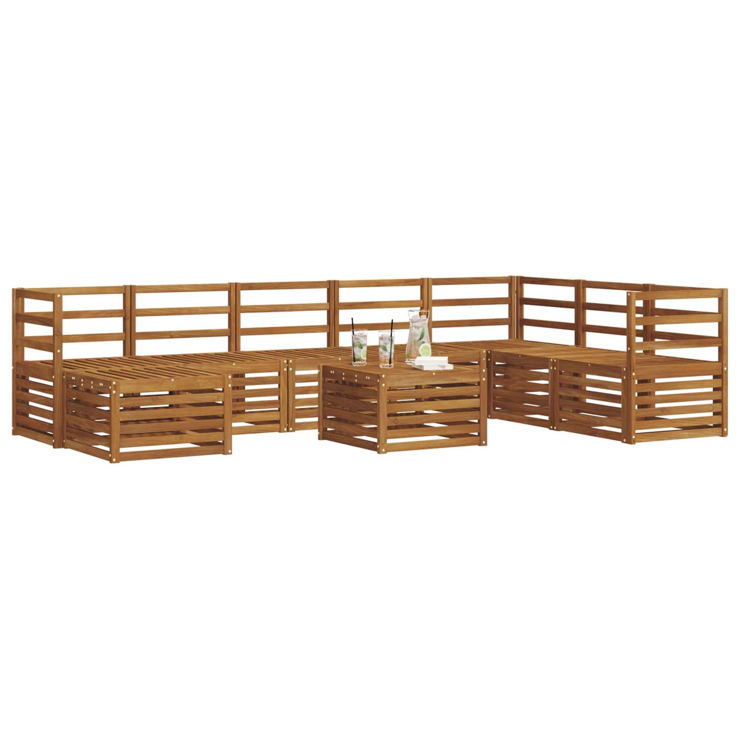 Outdoor Sofa Set 9 pcs Natural Solid Acacia Wood