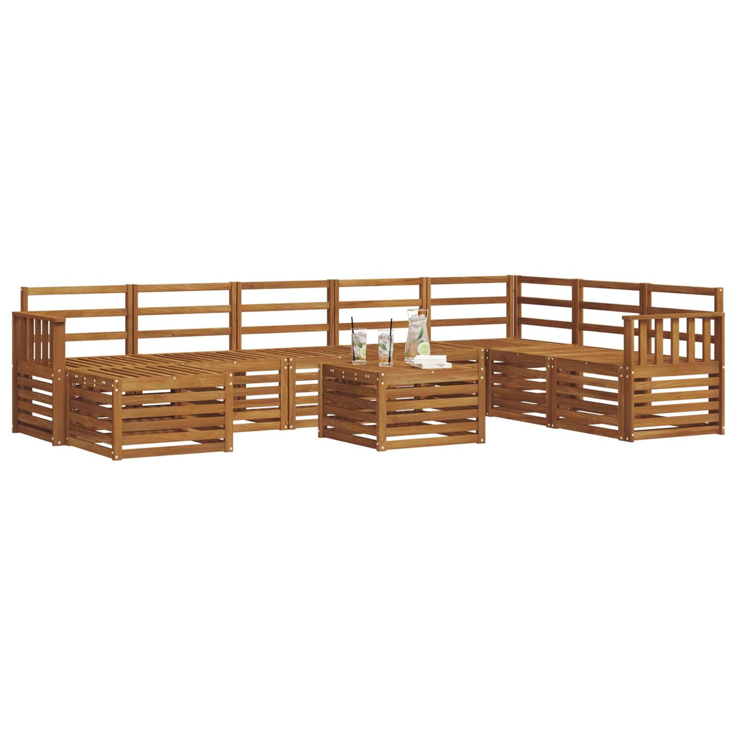 Outdoor Sofa Set 9 pcs Natural Solid Acacia Wood