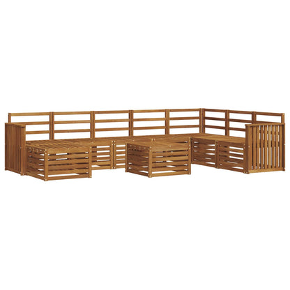Outdoor Sofa Set 9 pcs Natural Solid Acacia Wood