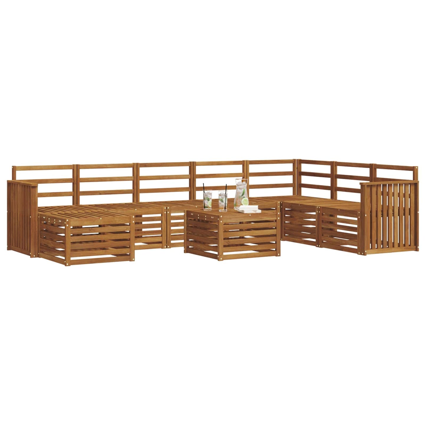 Outdoor Sofa Set 9 pcs Natural Solid Acacia Wood