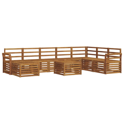 Outdoor Sofa Set 9 pcs Natural Solid Acacia Wood