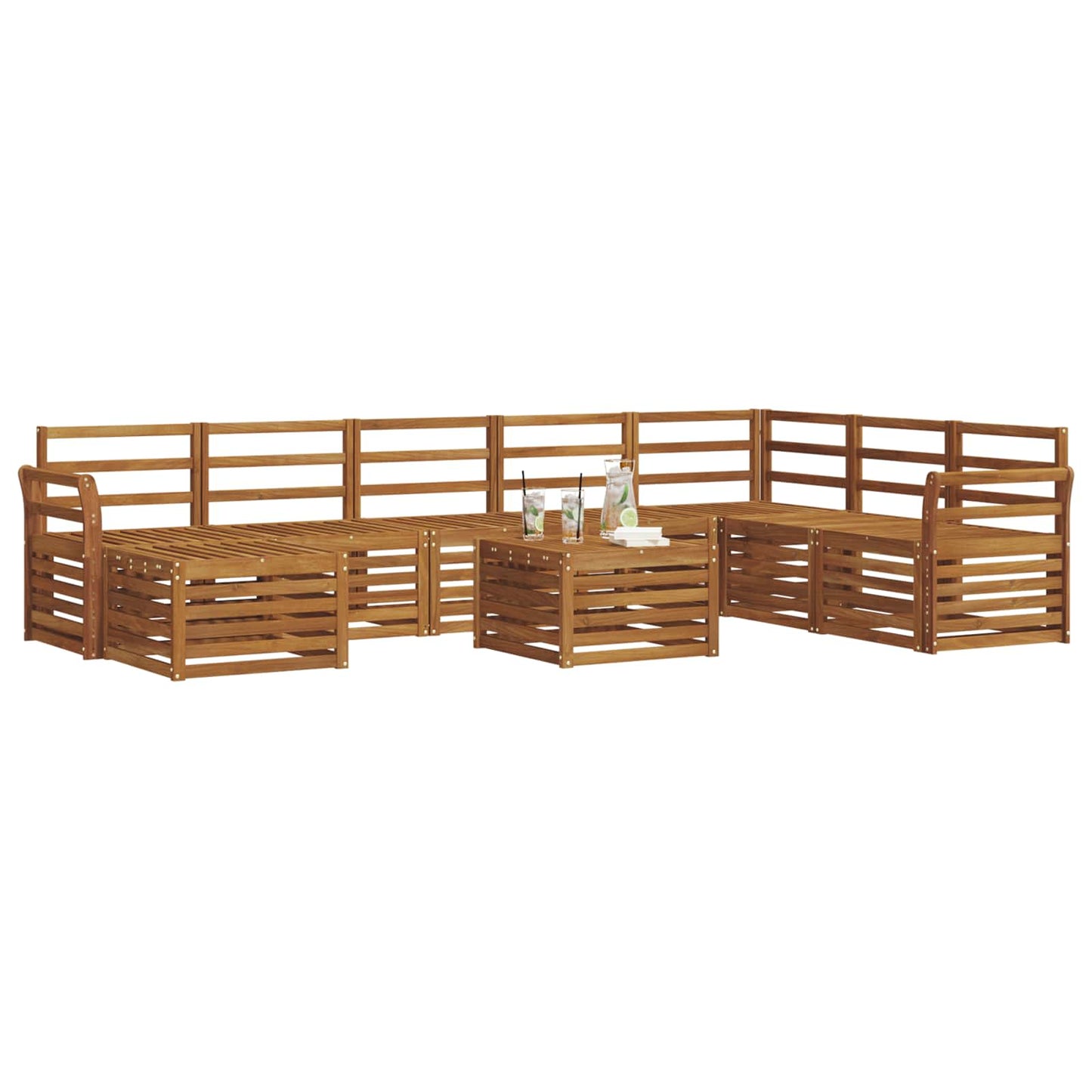 Outdoor Sofa Set 9 pcs Natural Solid Acacia Wood
