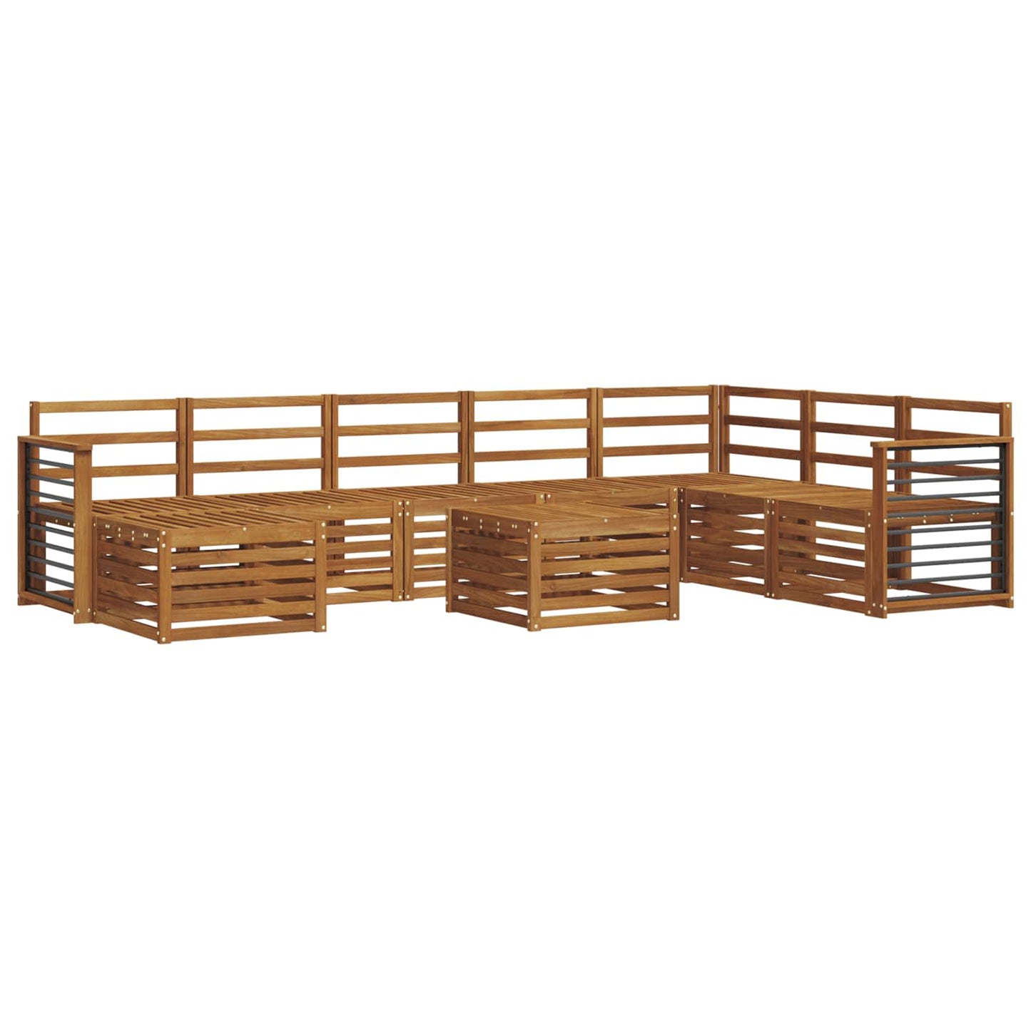 Sectional Sofa Set 9 pcs Natural Solid Acacia Wood