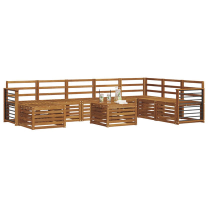 Sectional Sofa Set 9 pcs Natural Solid Acacia Wood