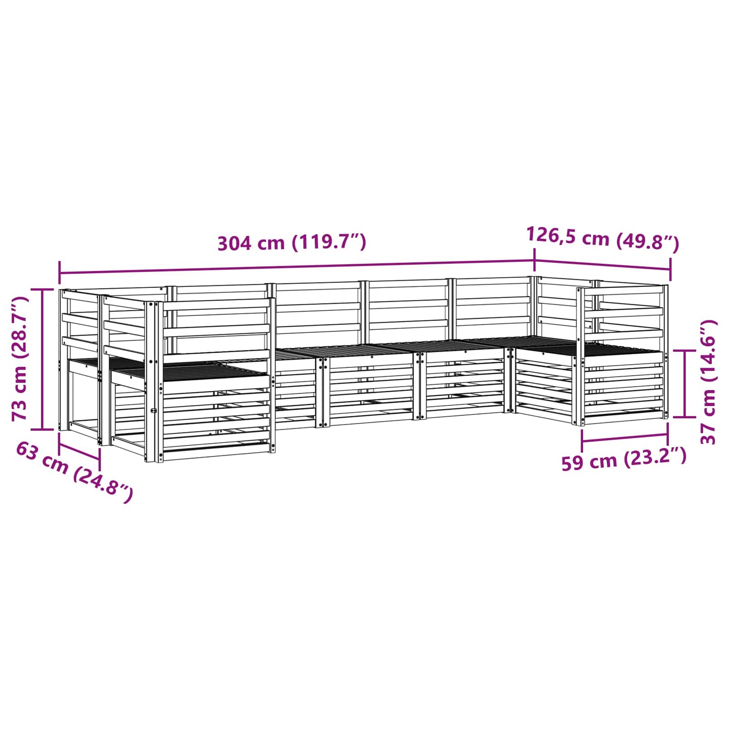 Sectional Sofa Set 7 pcs Natural