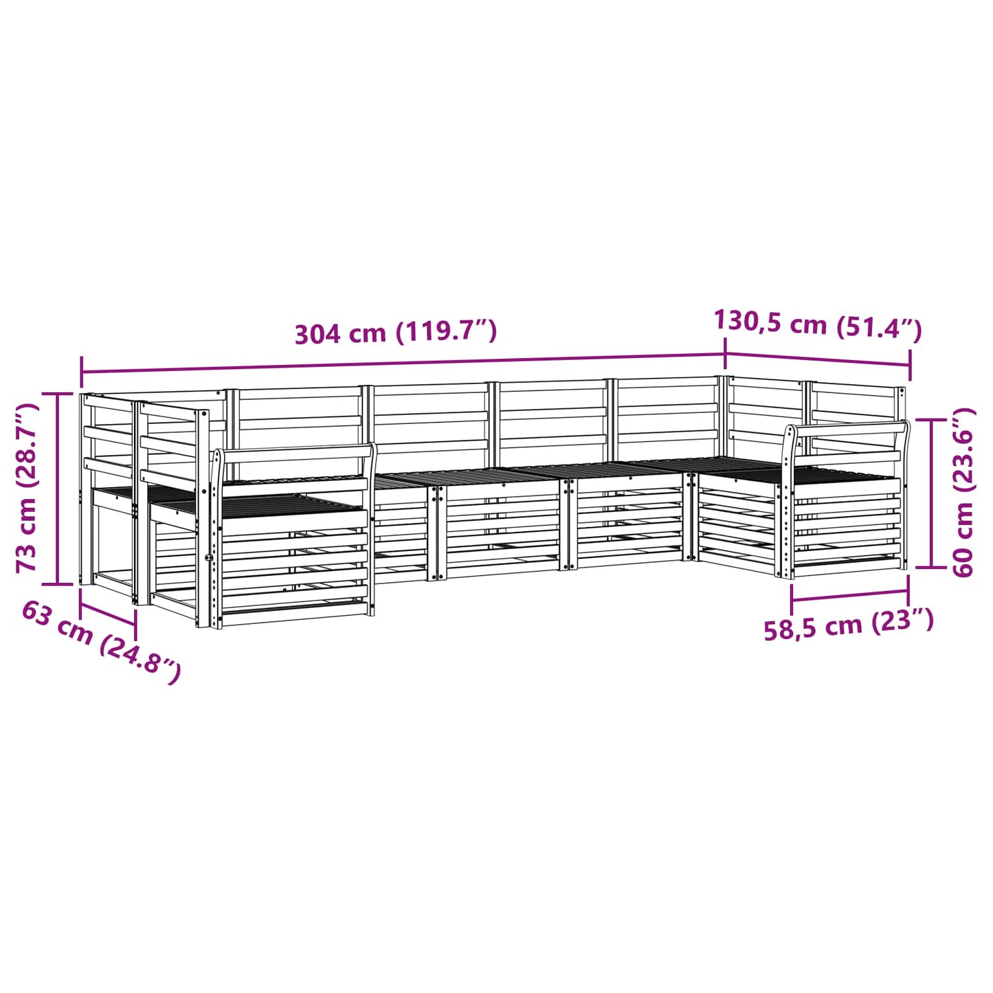 Sectional Sofa Set 7 pcs Natural