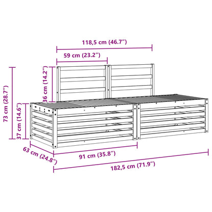 Outdoor Sofa Set 2 Piece Natural 182.5 x 63 x 73 cm