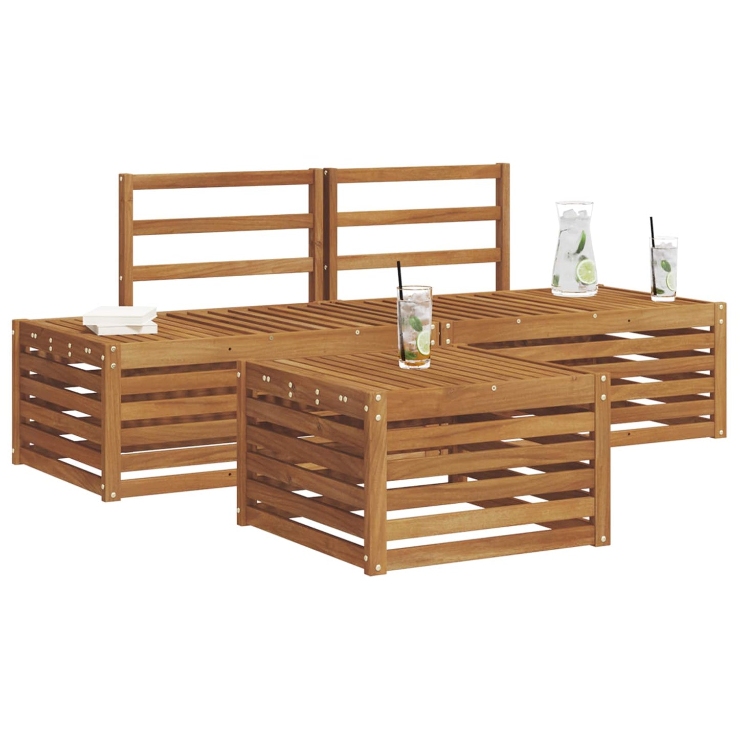 Outdoor Sofa Set Natural 59 x 59 x 37 cm Solid Acacia Wood